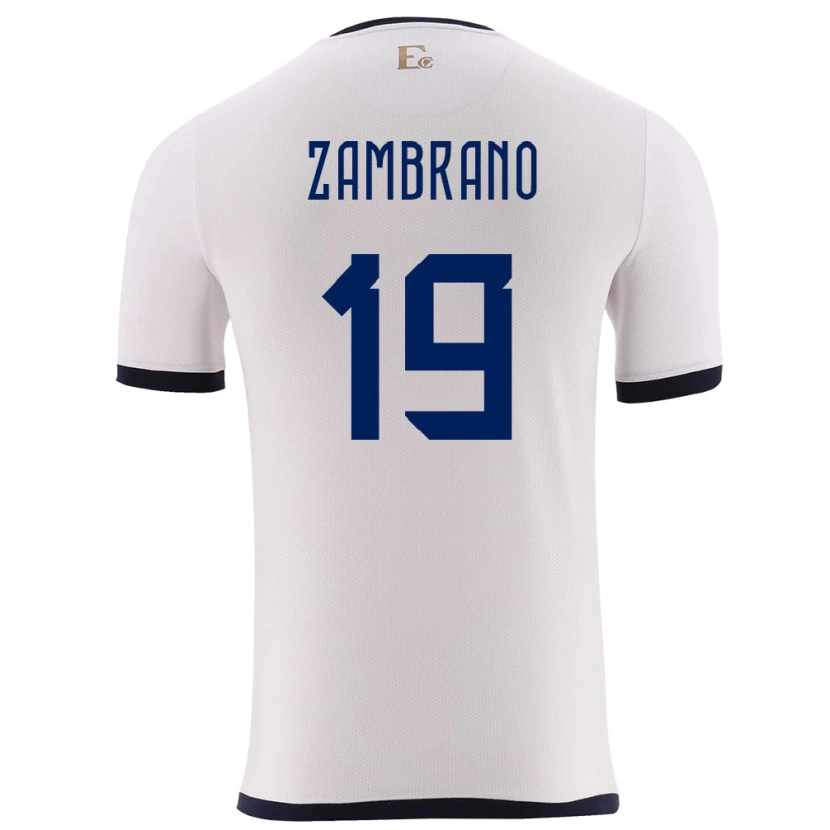 Danxen Kvinnor Ecuador Cristhoper Zambrano #19 Vit Bortatröja Matchtröjor 24-26 Tröjor T-Tröja