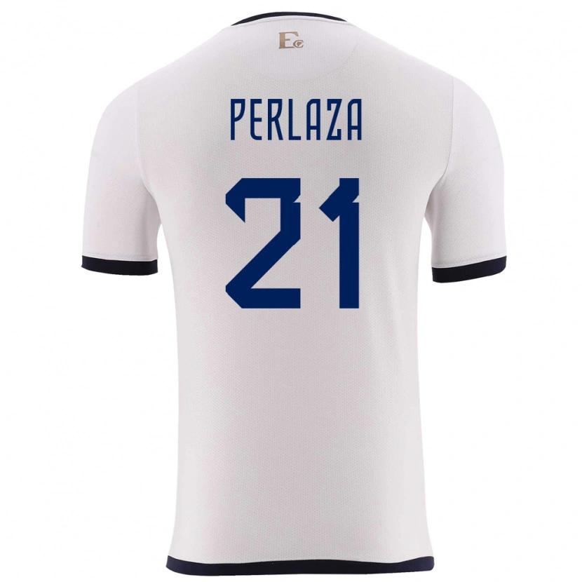 Danxen Kvinnor Ecuador Ronald Perlaza #21 Vit Bortatröja Matchtröjor 24-26 Tröjor T-Tröja