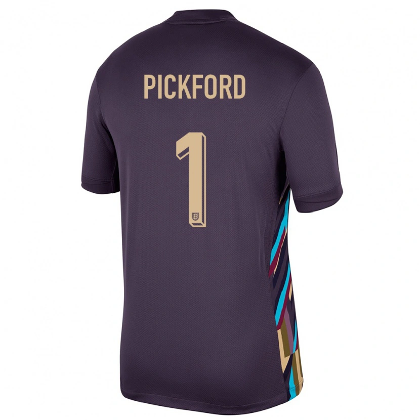 Danxen Kvinnor England Jordan Pickford #1 Mörkt Russin Bortatröja Matchtröjor 24-26 Tröjor T-Tröja
