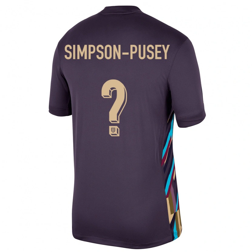 Danxen Kvinnor England Jahmai Simpson-Pusey #0 Mörkt Russin Bortatröja Matchtröjor 24-26 Tröjor T-Tröja