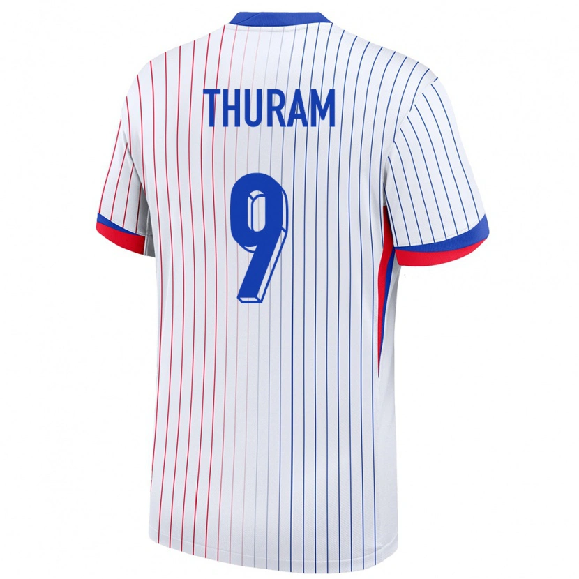 Danxen Kvinnor Frankrike Marcus Thuram #9 Vit Bortatröja Matchtröjor 24-26 Tröjor T-Tröja