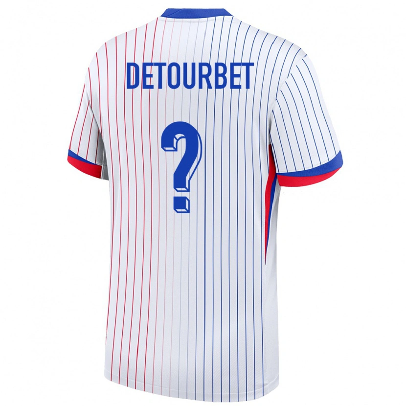 Danxen Kvinnor Frankrike Mathys Detourbet #0 Vit Bortatröja Matchtröjor 24-26 Tröjor T-Tröja