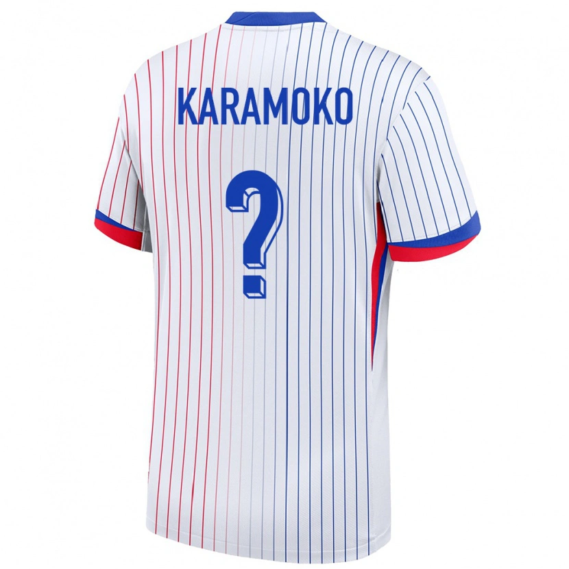 Danxen Kvinnor Frankrike Noah Karamoko #0 Vit Bortatröja Matchtröjor 24-26 Tröjor T-Tröja
