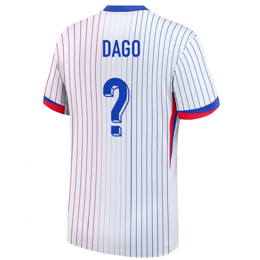 Danxen Kvinnor Frankrike Joshua Dago #0 Vit Bortatröja Matchtröjor 24-26 Tröjor T-Tröja