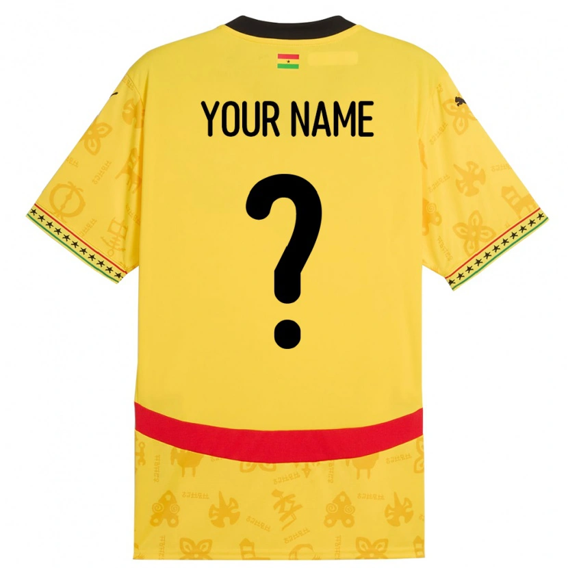 Danxen Kvinnor Ghana Ditt Namn #0 Gul Bortatröja Matchtröjor 24-26 Tröjor T-Tröja