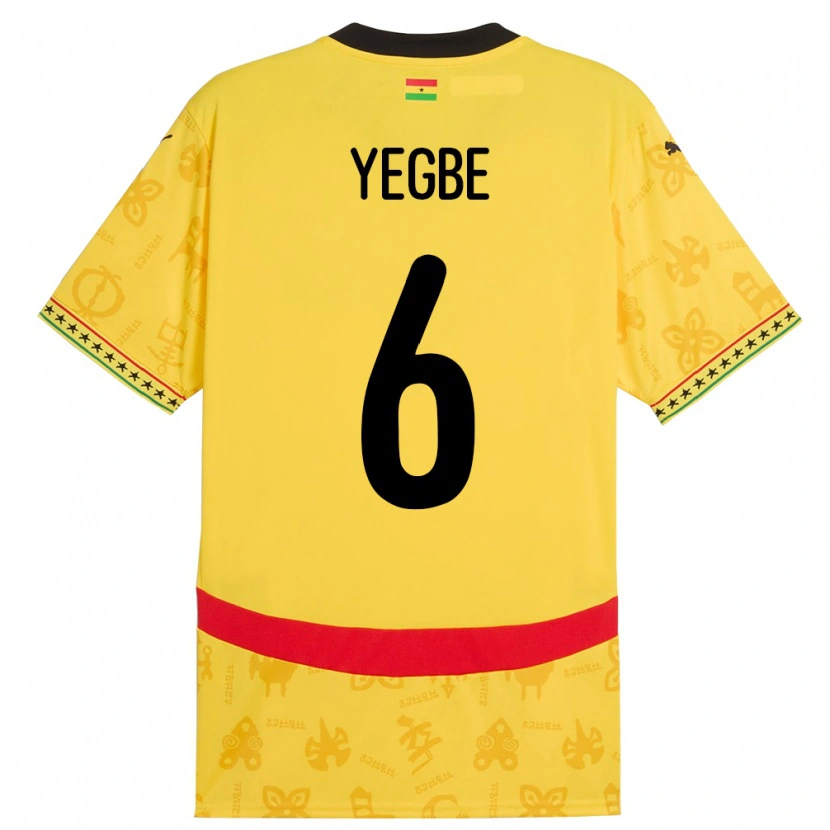 Danxen Kvinnor Ghana Terry Yegbe #6 Gul Bortatröja Matchtröjor 24-26 Tröjor T-Tröja