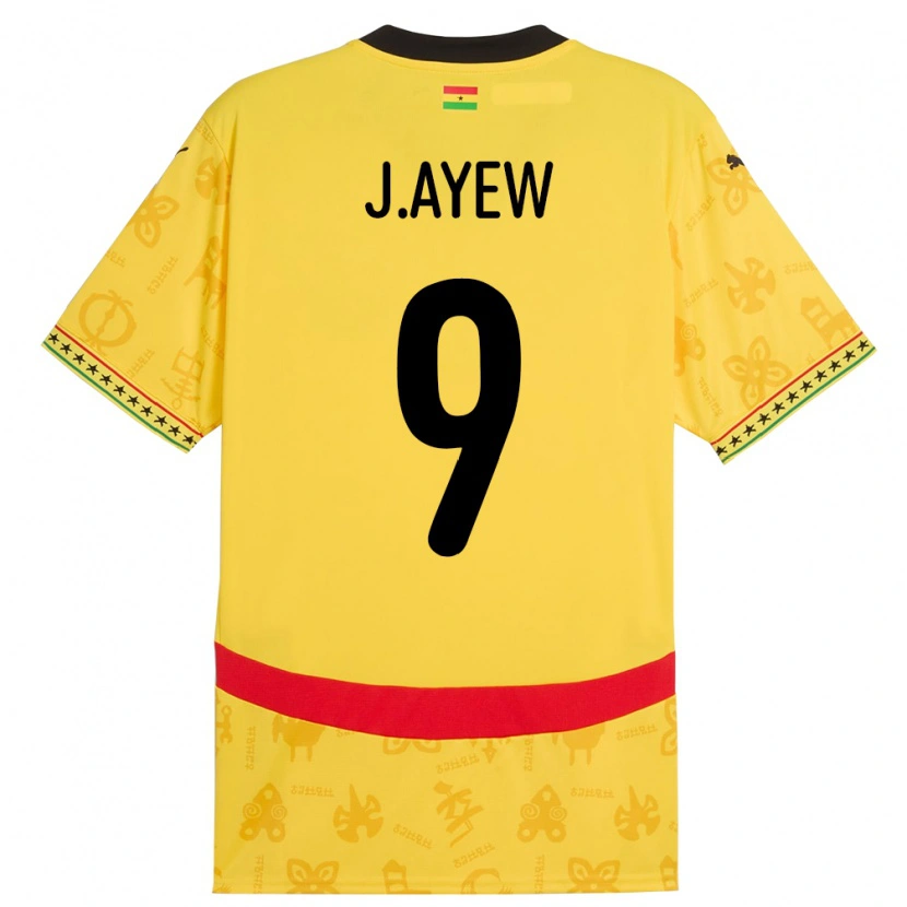 Danxen Kvinnor Ghana Jordan Ayew #9 Gul Bortatröja Matchtröjor 24-26 Tröjor T-Tröja