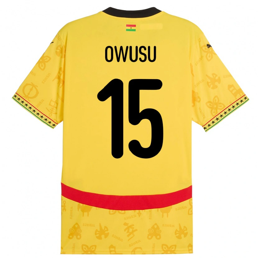 Danxen Kvinnor Ghana Elisha Owusu #15 Gul Bortatröja Matchtröjor 24-26 Tröjor T-Tröja