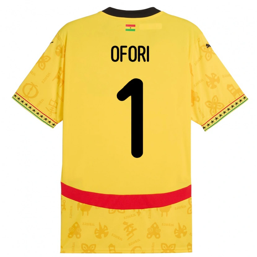 Danxen Kvinnor Ghana Richard Ofori #1 Gul Bortatröja Matchtröjor 24-26 Tröjor T-Tröja