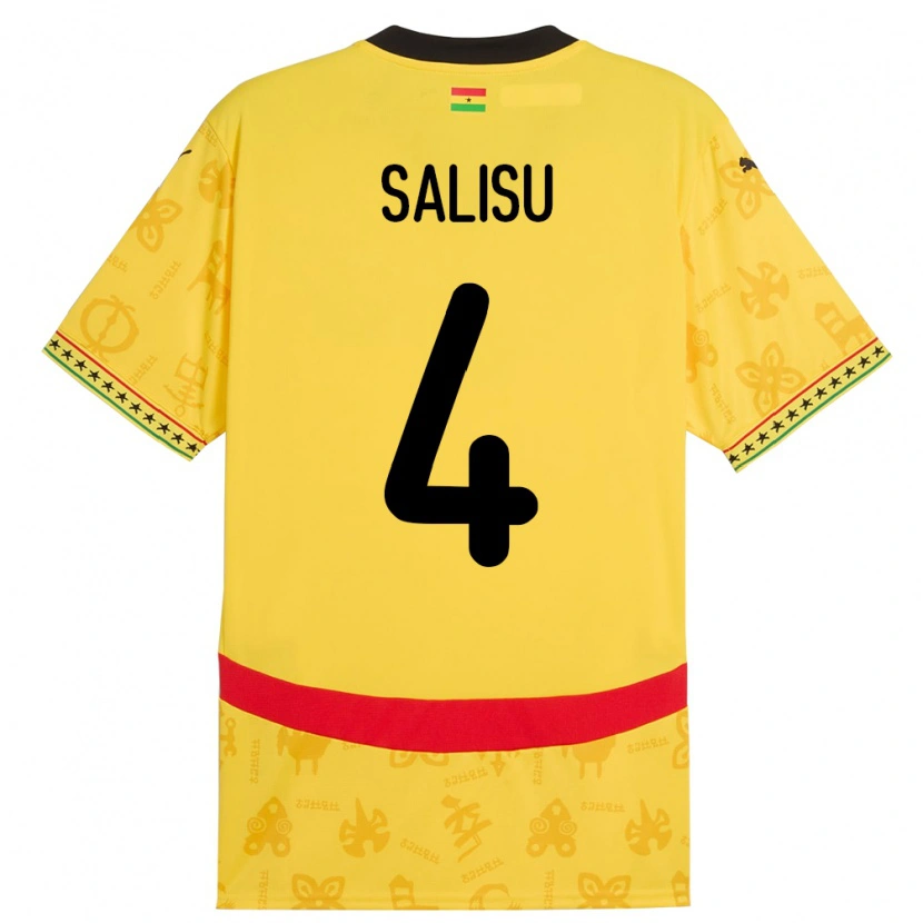 Danxen Kvinnor Ghana Mohammed Salisu #4 Gul Bortatröja Matchtröjor 24-26 Tröjor T-Tröja