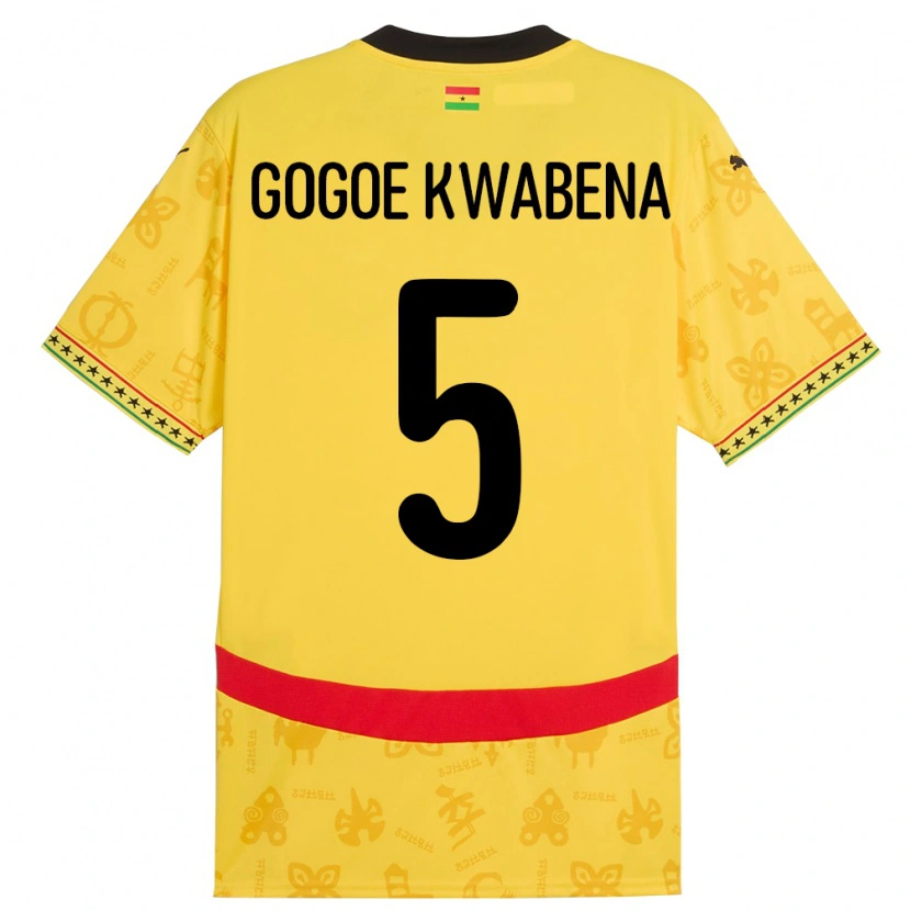 Danxen Kvinnor Ghana Boahen Gogoe Kwabena #5 Gul Bortatröja Matchtröjor 24-26 Tröjor T-Tröja