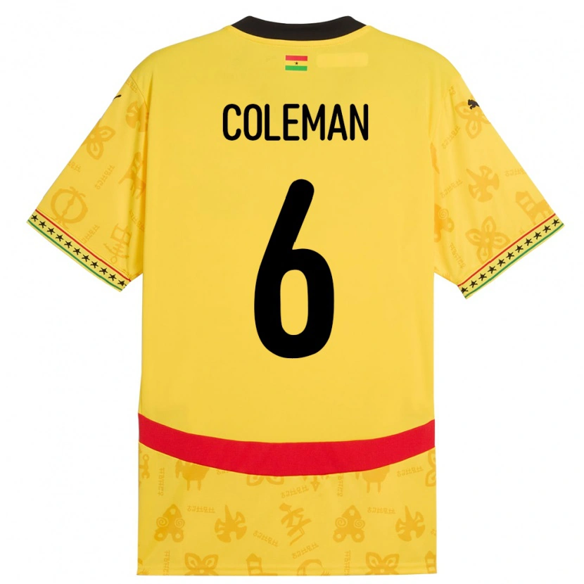Danxen Kvinnor Ghana Ellen Coleman #6 Gul Bortatröja Matchtröjor 24-26 Tröjor T-Tröja