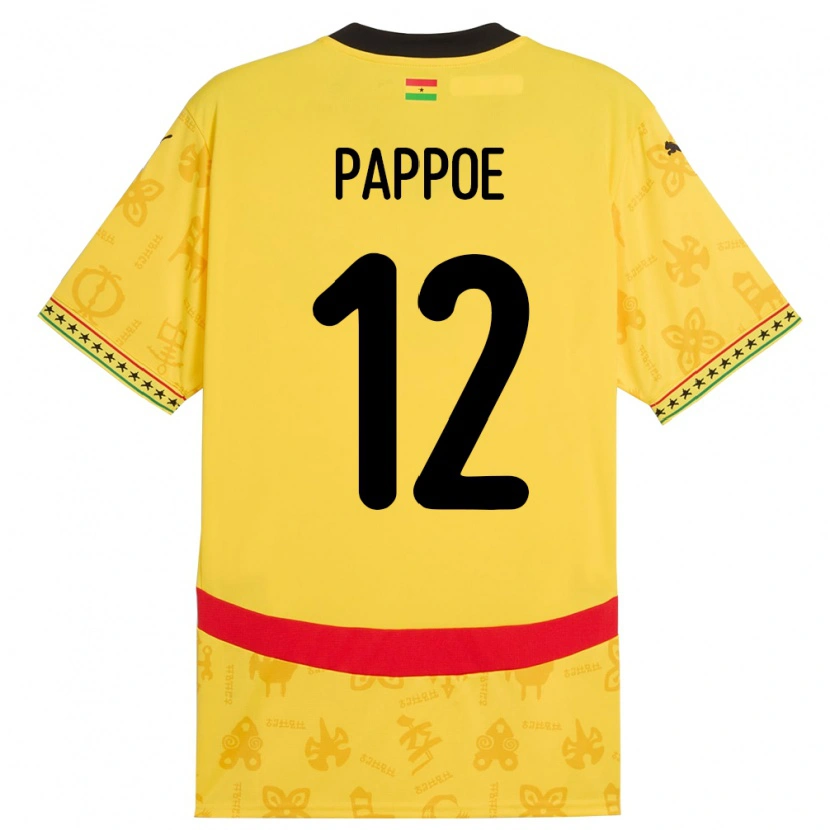 Danxen Kvinnor Ghana Isaac Pappoe #12 Gul Bortatröja Matchtröjor 24-26 Tröjor T-Tröja