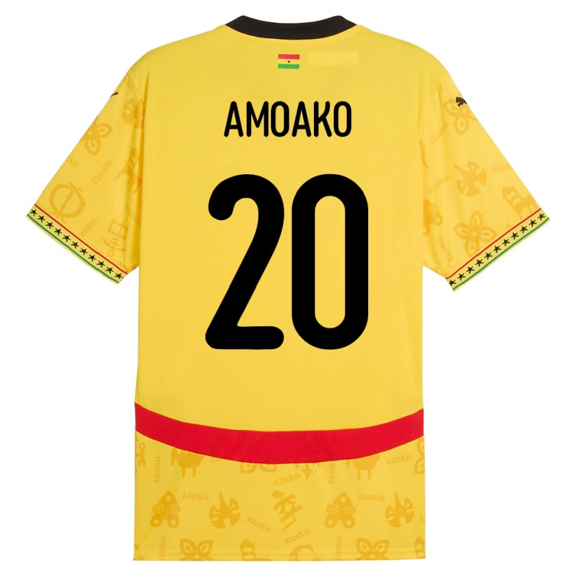 Danxen Kvinnor Ghana Linda Amoako #20 Gul Bortatröja Matchtröjor 24-26 Tröjor T-Tröja