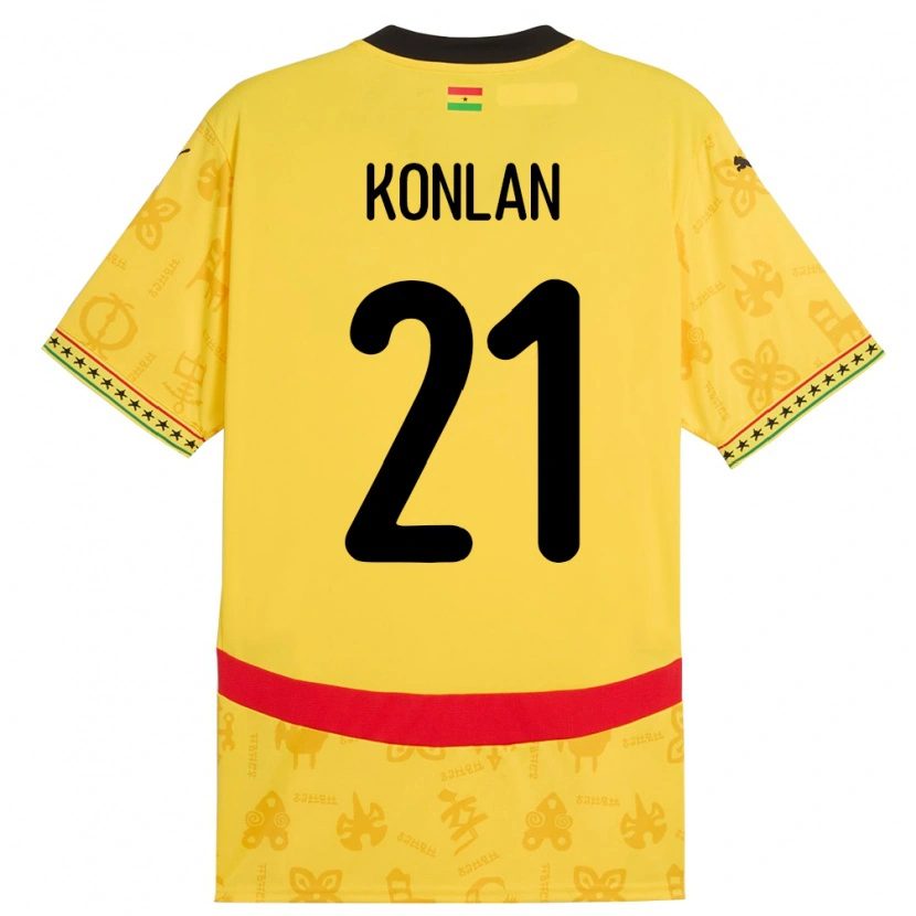 Danxen Kvinnor Ghana Cynthia Konlan #21 Gul Bortatröja Matchtröjor 24-26 Tröjor T-Tröja