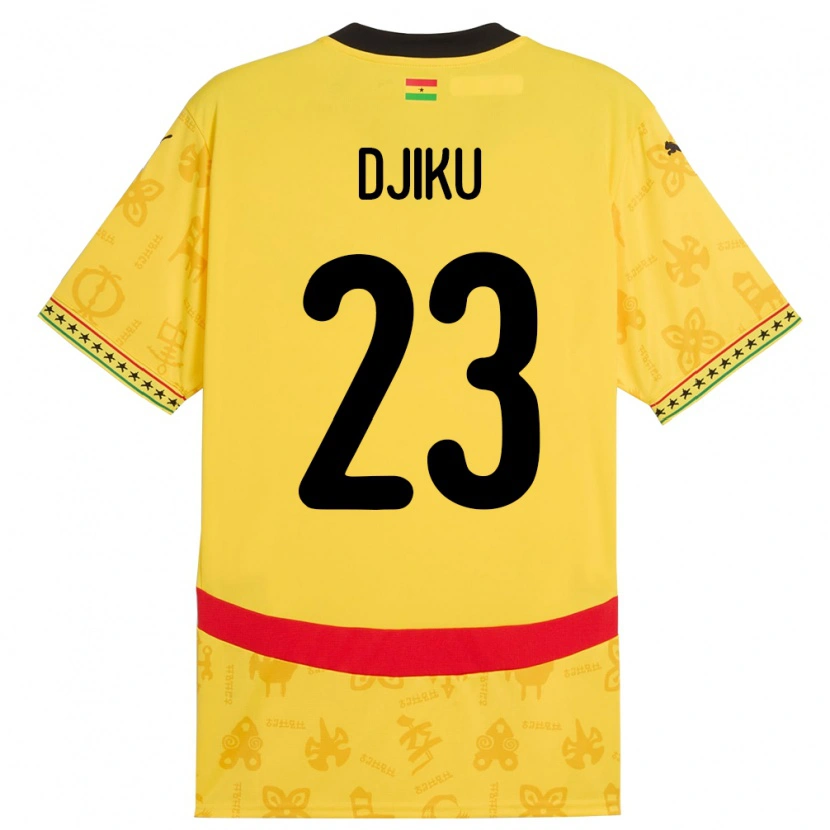 Danxen Kvinnor Ghana Alexander Djiku #23 Gul Bortatröja Matchtröjor 24-26 Tröjor T-Tröja