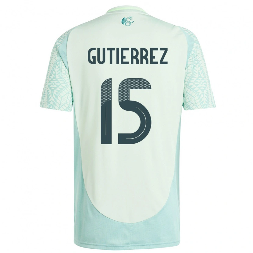 Danxen Kvinnor Mexiko Alexis Gutiérrez #15 Linne Grön Bortatröja Matchtröjor 24-26 Tröjor T-Tröja