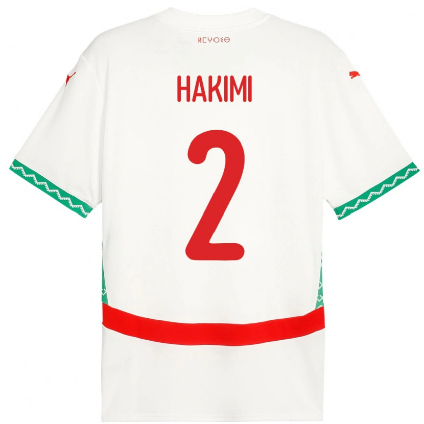 Danxen Kvinnor Marocko Achraf Hakimi #2 Vit Bortatröja Matchtröjor 24-26 Tröjor T-Tröja