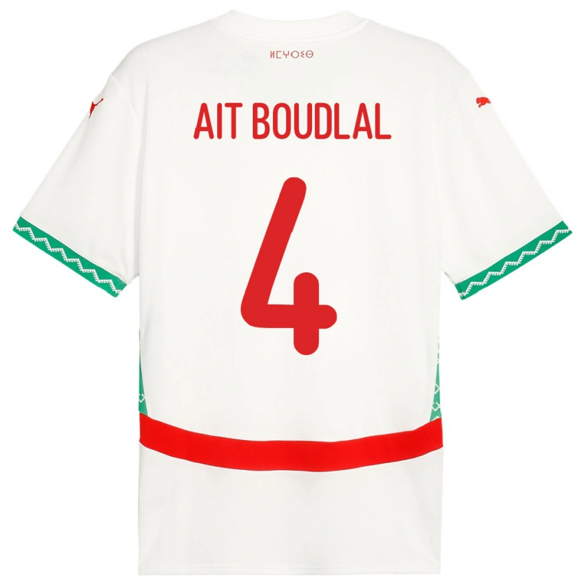 Danxen Kvinnor Marocko Abdelhamid Ait Boudlal #4 Vit Bortatröja Matchtröjor 24-26 Tröjor T-Tröja