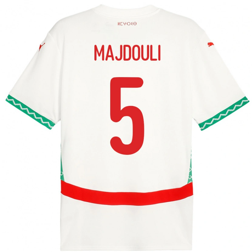 Danxen Kvinnor Marocko Wael Majdouli #5 Vit Bortatröja Matchtröjor 24-26 Tröjor T-Tröja