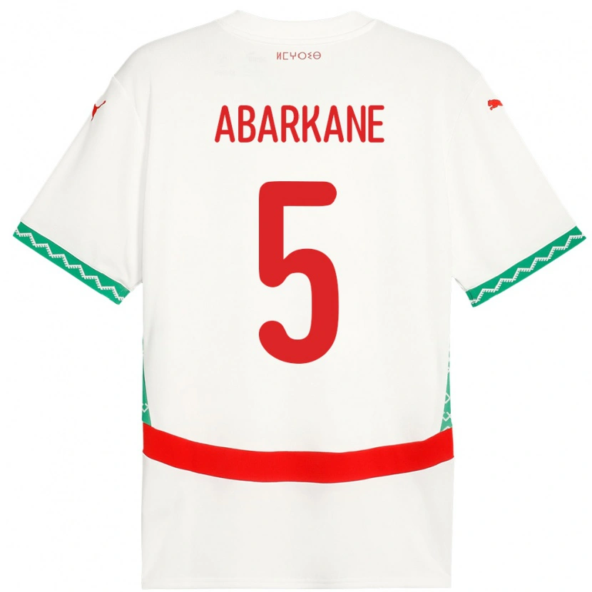 Danxen Kvinnor Marocko Ahmed Abarkane #5 Vit Bortatröja Matchtröjor 24-26 Tröjor T-Tröja