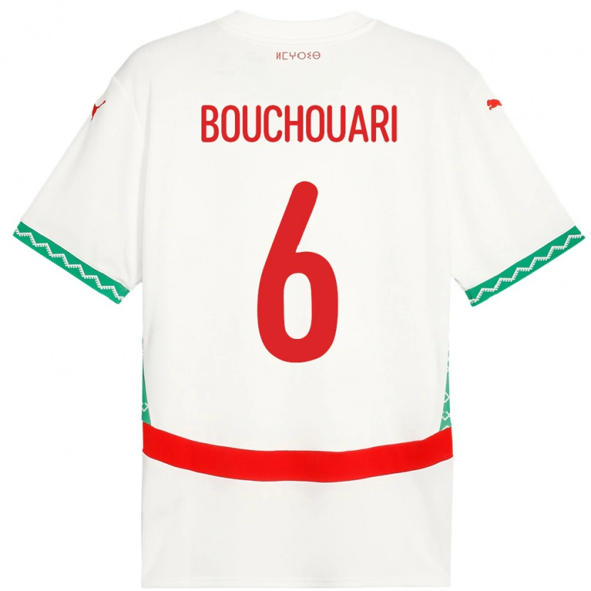Danxen Kvinnor Marocko Benjamin Bouchouari #6 Vit Bortatröja Matchtröjor 24-26 Tröjor T-Tröja