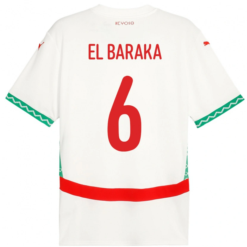 Danxen Kvinnor Marocko Jibril El Baraka #6 Vit Bortatröja Matchtröjor 24-26 Tröjor T-Tröja
