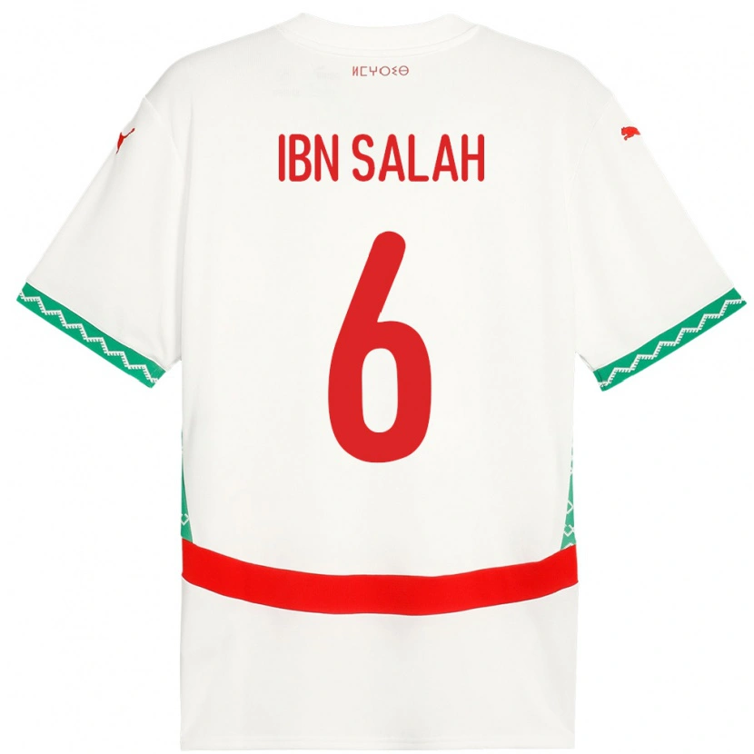 Danxen Kvinnor Marocko Oualid Ibn Salah #6 Vit Bortatröja Matchtröjor 24-26 Tröjor T-Tröja