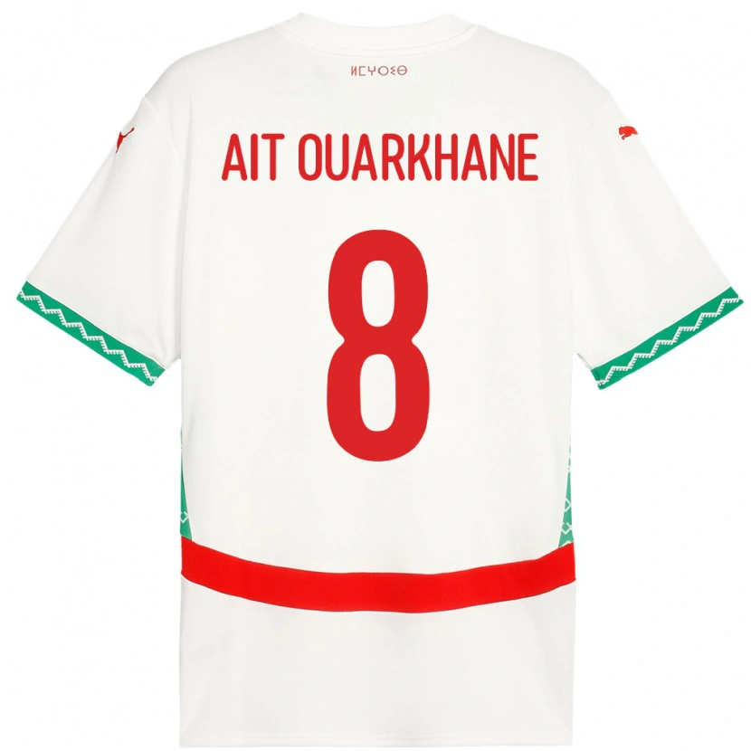 Danxen Kvinnor Marocko Khalid Aït Ouarkhane #8 Vit Bortatröja Matchtröjor 24-26 Tröjor T-Tröja