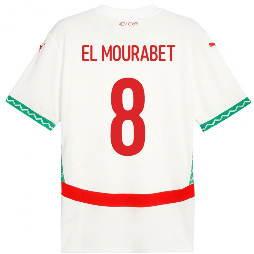 Danxen Kvinnor Marocko Samir El Mourabet #8 Vit Bortatröja Matchtröjor 24-26 Tröjor T-Tröja