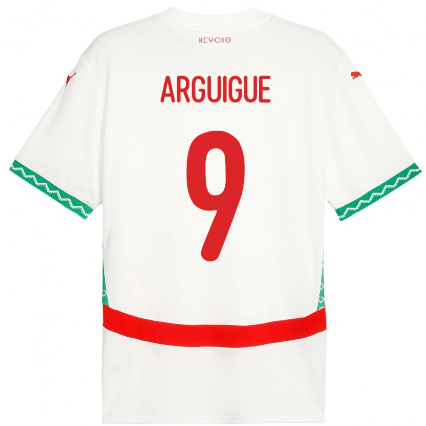 Danxen Kvinnor Marocko Ayman Arguigue #9 Vit Bortatröja Matchtröjor 24-26 Tröjor T-Tröja