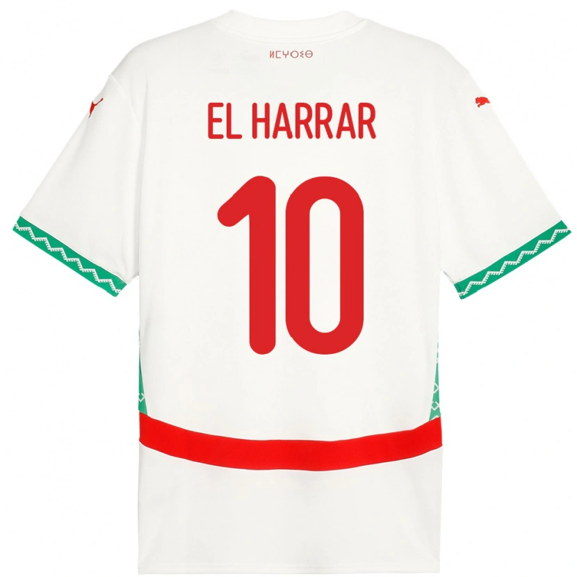 Danxen Kvinnor Marocko Mohamed El Harrar #10 Vit Bortatröja Matchtröjor 24-26 Tröjor T-Tröja