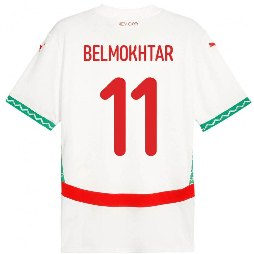 Danxen Kvinnor Marocko Ilies Belmokhtar #11 Vit Bortatröja Matchtröjor 24-26 Tröjor T-Tröja