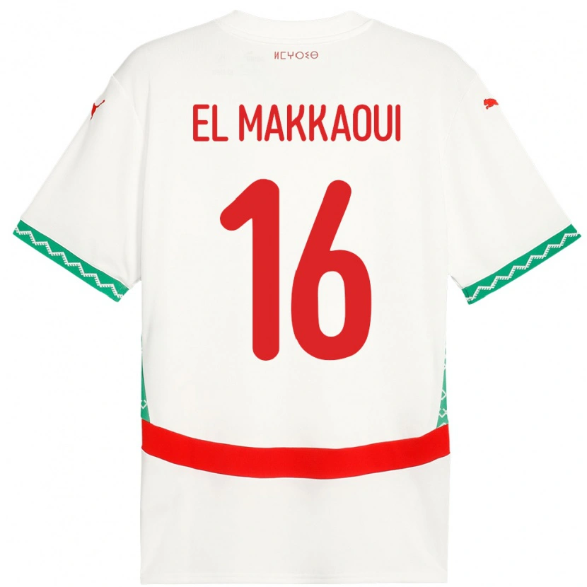 Danxen Kvinnor Marocko Anas El Makkaoui #16 Vit Bortatröja Matchtröjor 24-26 Tröjor T-Tröja