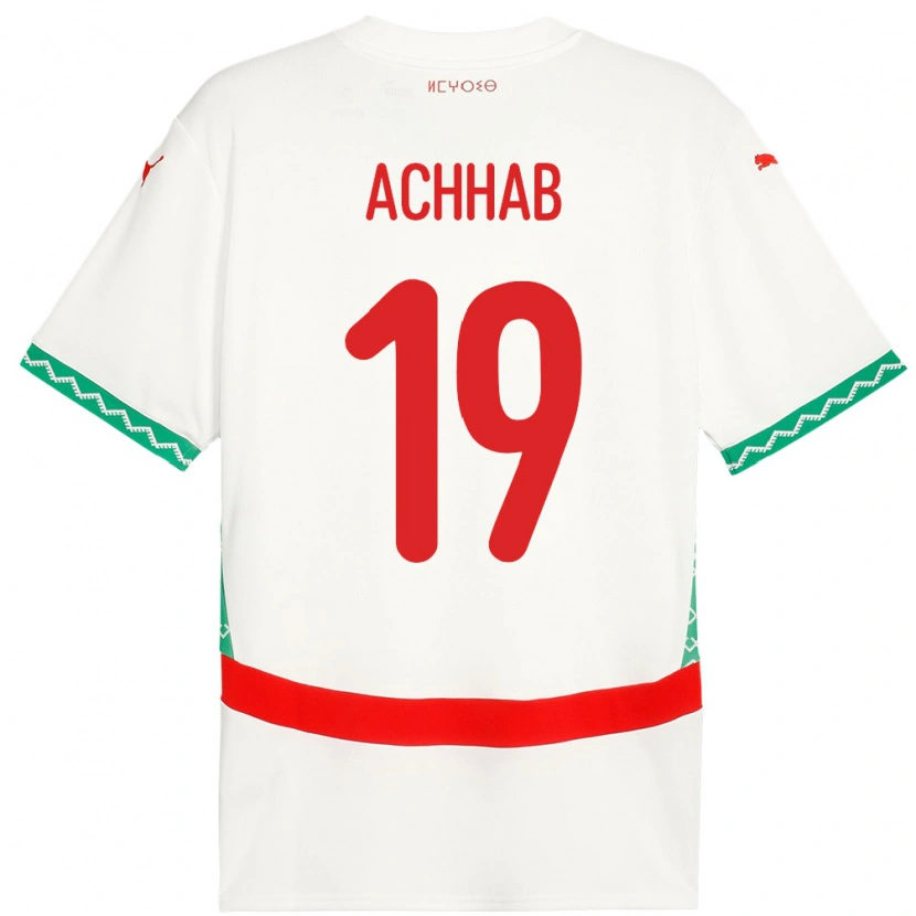 Danxen Kvinnor Marocko Abdeslam Achhab #19 Vit Bortatröja Matchtröjor 24-26 Tröjor T-Tröja