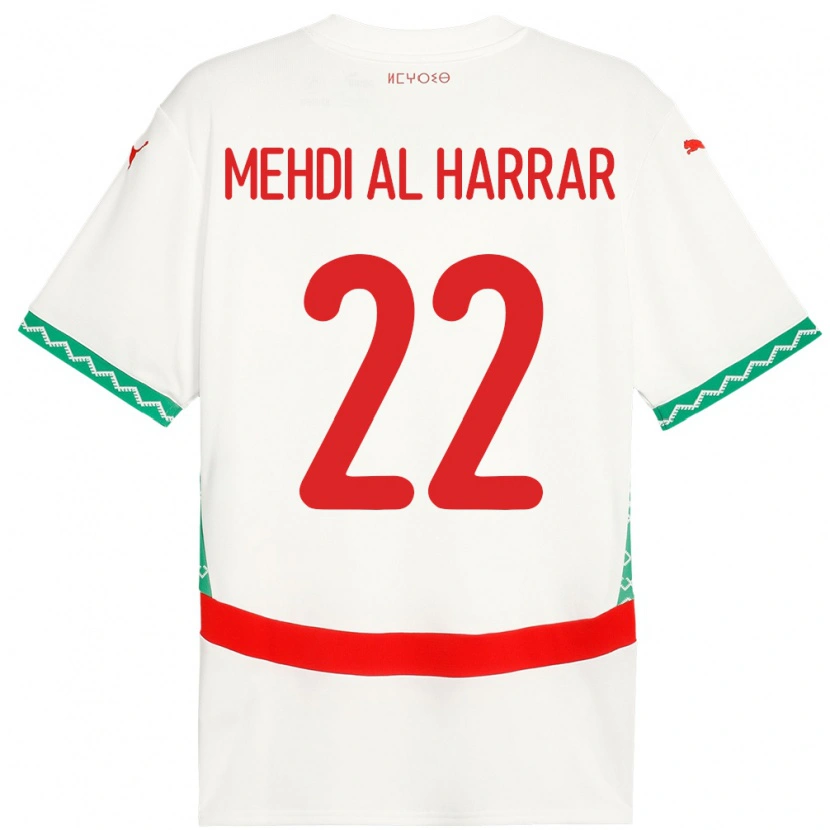 Danxen Kvinnor Marocko El Mehdi Al Harrar #22 Vit Bortatröja Matchtröjor 24-26 Tröjor T-Tröja