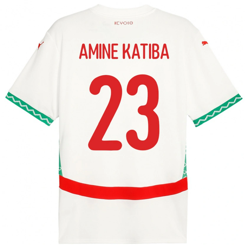 Danxen Kvinnor Marocko Mohamed Amine Katiba #23 Vit Bortatröja Matchtröjor 24-26 Tröjor T-Tröja