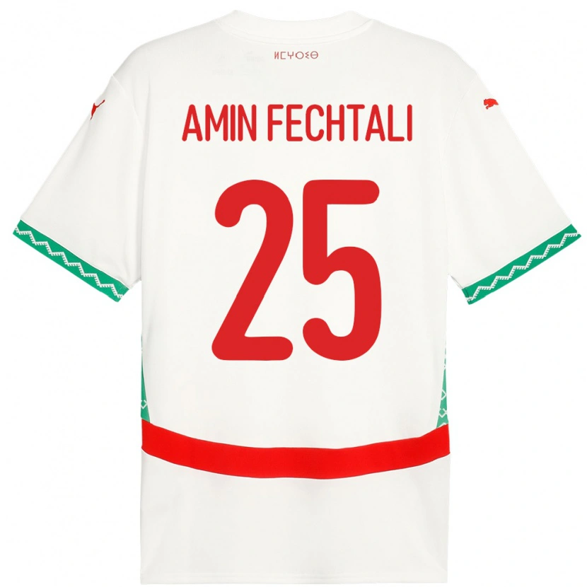 Danxen Kvinnor Marocko Oualid Amin Fechtali #25 Vit Bortatröja Matchtröjor 24-26 Tröjor T-Tröja