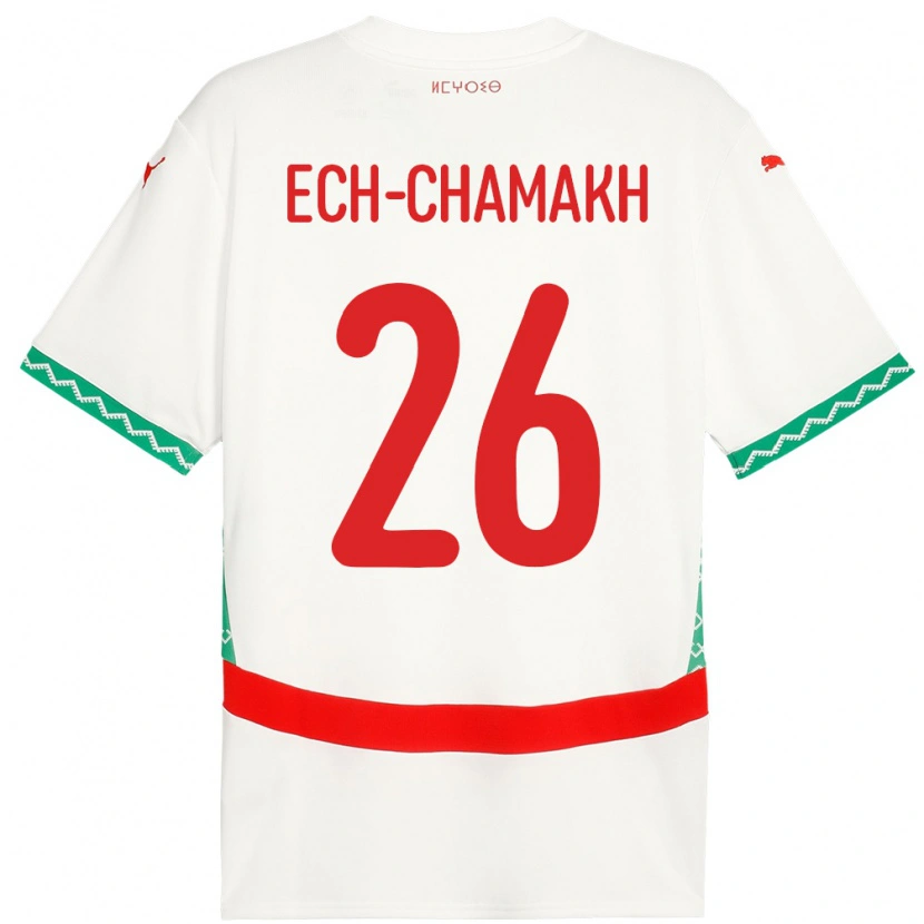 Danxen Kvinnor Marocko Jamal Ech-Chamakh #26 Vit Bortatröja Matchtröjor 24-26 Tröjor T-Tröja