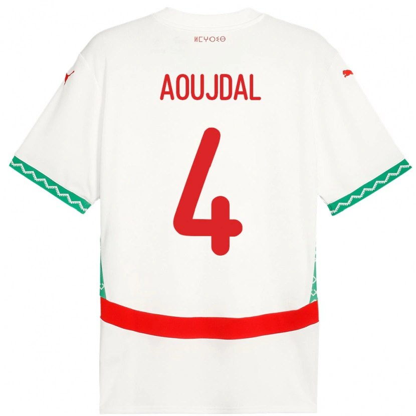Danxen Kvinnor Marocko Youssef Aoujdal #4 Vit Bortatröja Matchtröjor 24-26 Tröjor T-Tröja