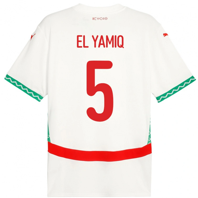 Danxen Kvinnor Marocko Jawad El Yamiq #5 Vit Bortatröja Matchtröjor 24-26 Tröjor T-Tröja