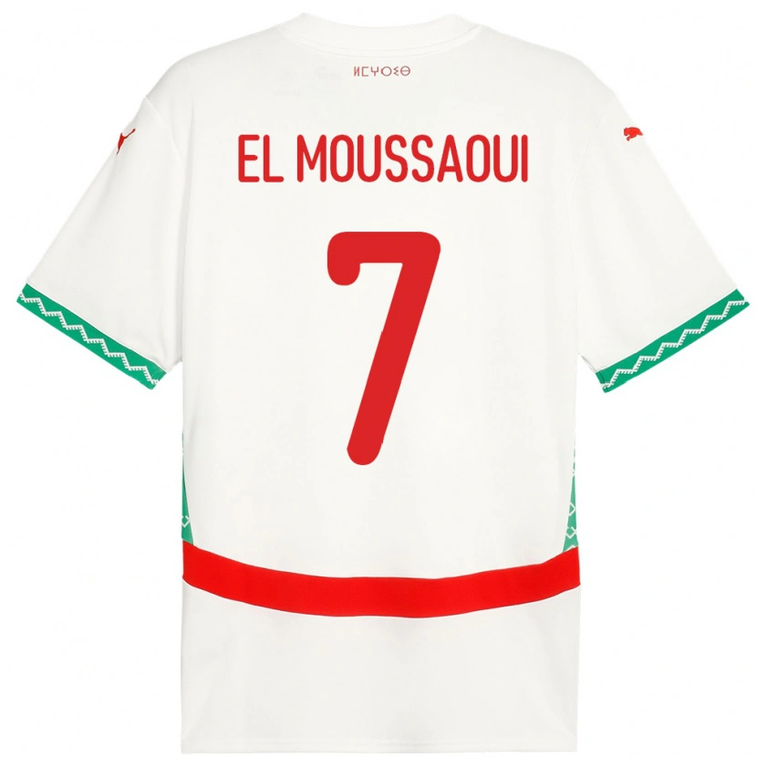 Danxen Kvinnor Marocko Hamza El Moussaoui #7 Vit Bortatröja Matchtröjor 24-26 Tröjor T-Tröja