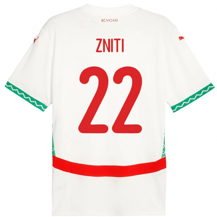 Danxen Kvinnor Marocko Anas Zniti #22 Vit Bortatröja Matchtröjor 24-26 Tröjor T-Tröja