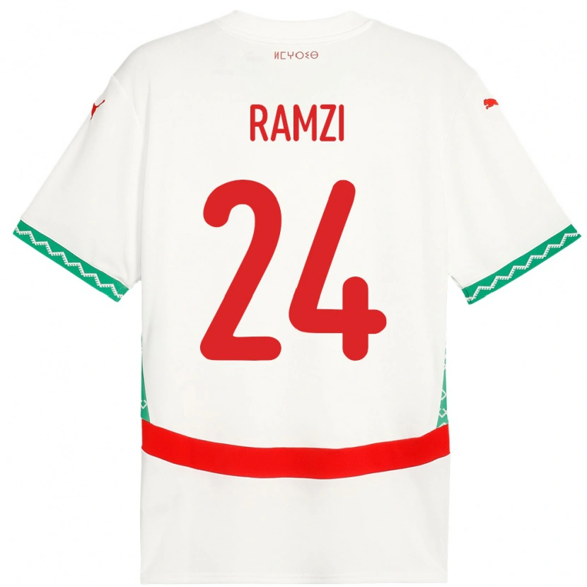 Danxen Kvinnor Marocko Achraf Ramzi #24 Vit Bortatröja Matchtröjor 24-26 Tröjor T-Tröja