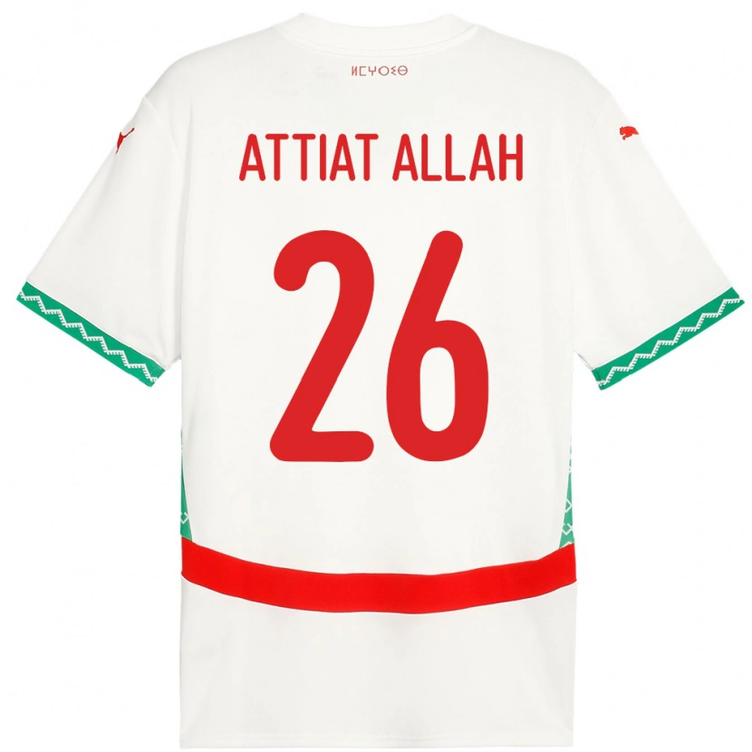 Danxen Kvinnor Marocko Yahia Attiat-Allah #26 Vit Bortatröja Matchtröjor 24-26 Tröjor T-Tröja