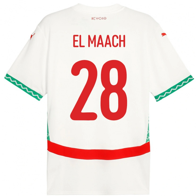 Danxen Kvinnor Marocko Fouad El Maach #28 Vit Bortatröja Matchtröjor 24-26 Tröjor T-Tröja