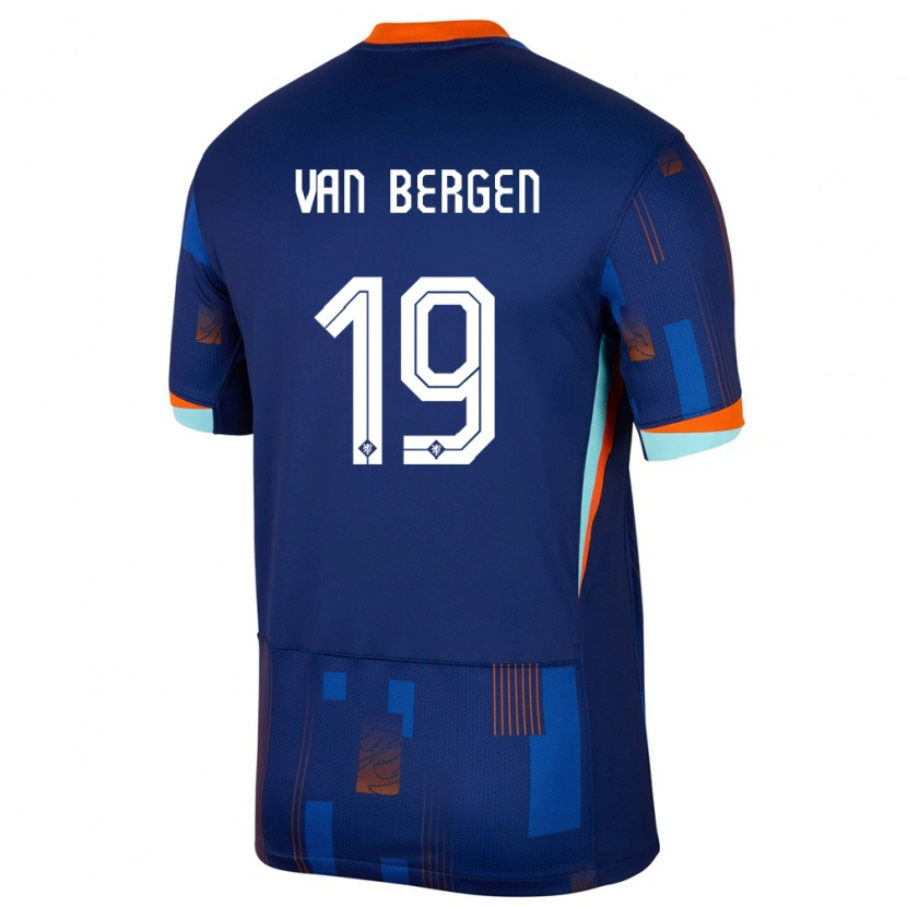 Danxen Kvinnor Nederländerna Thom Van Bergen #19 Blå Bortatröja Matchtröjor 24-26 Tröjor T-Tröja