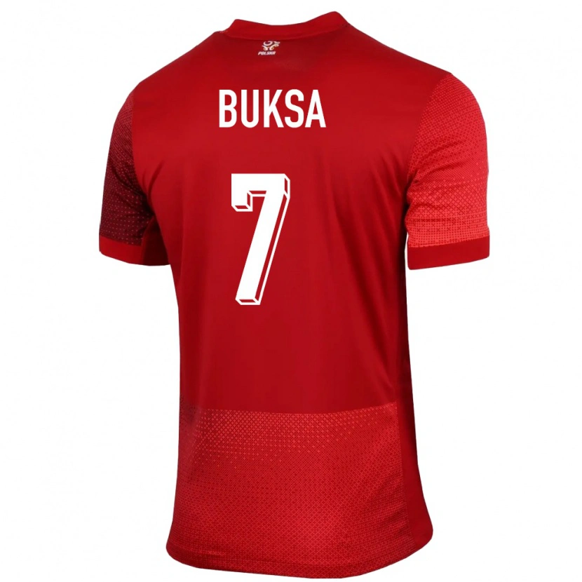Danxen Kvinnor Polen Aleksander Buksa #7 Röd Bortatröja Matchtröjor 24-26 Tröjor T-Tröja