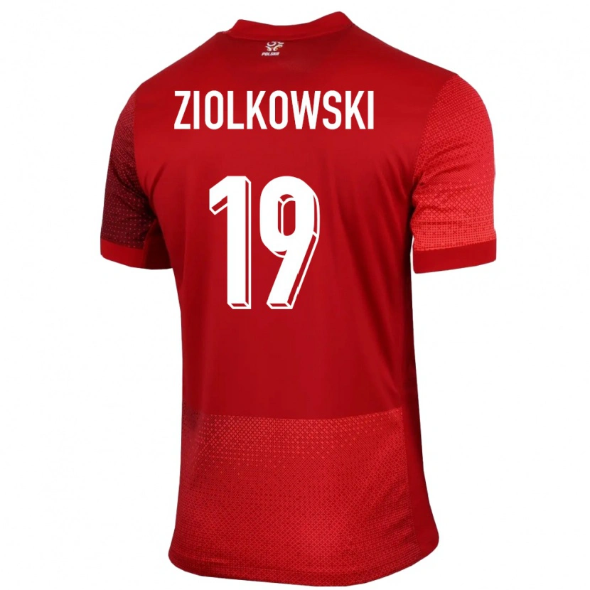 Danxen Kvinnor Polen Jan Ziolkowski #19 Röd Bortatröja Matchtröjor 24-26 Tröjor T-Tröja