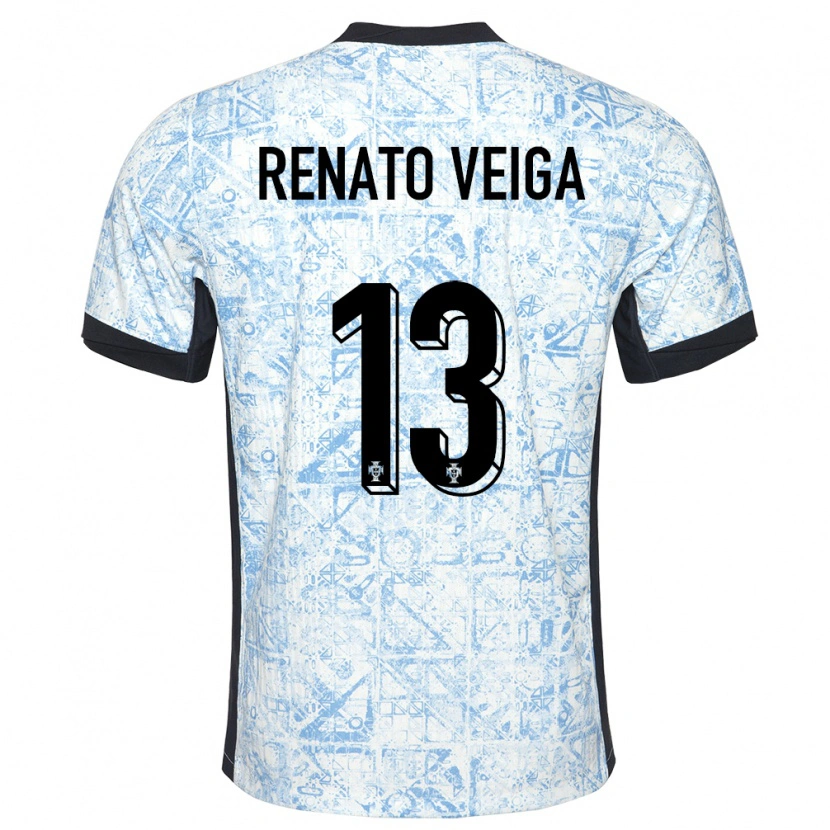 Danxen Kvinnor Portugal Renato Veiga #13 Gräddblå Bortatröja Matchtröjor 24-26 Tröjor T-Tröja